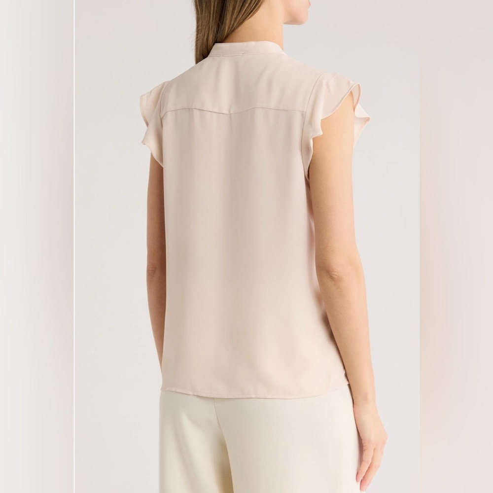 New! T Tahari Elegant Blush Ruffle Blouse Women’s Size Medium - Picture 5 of 15